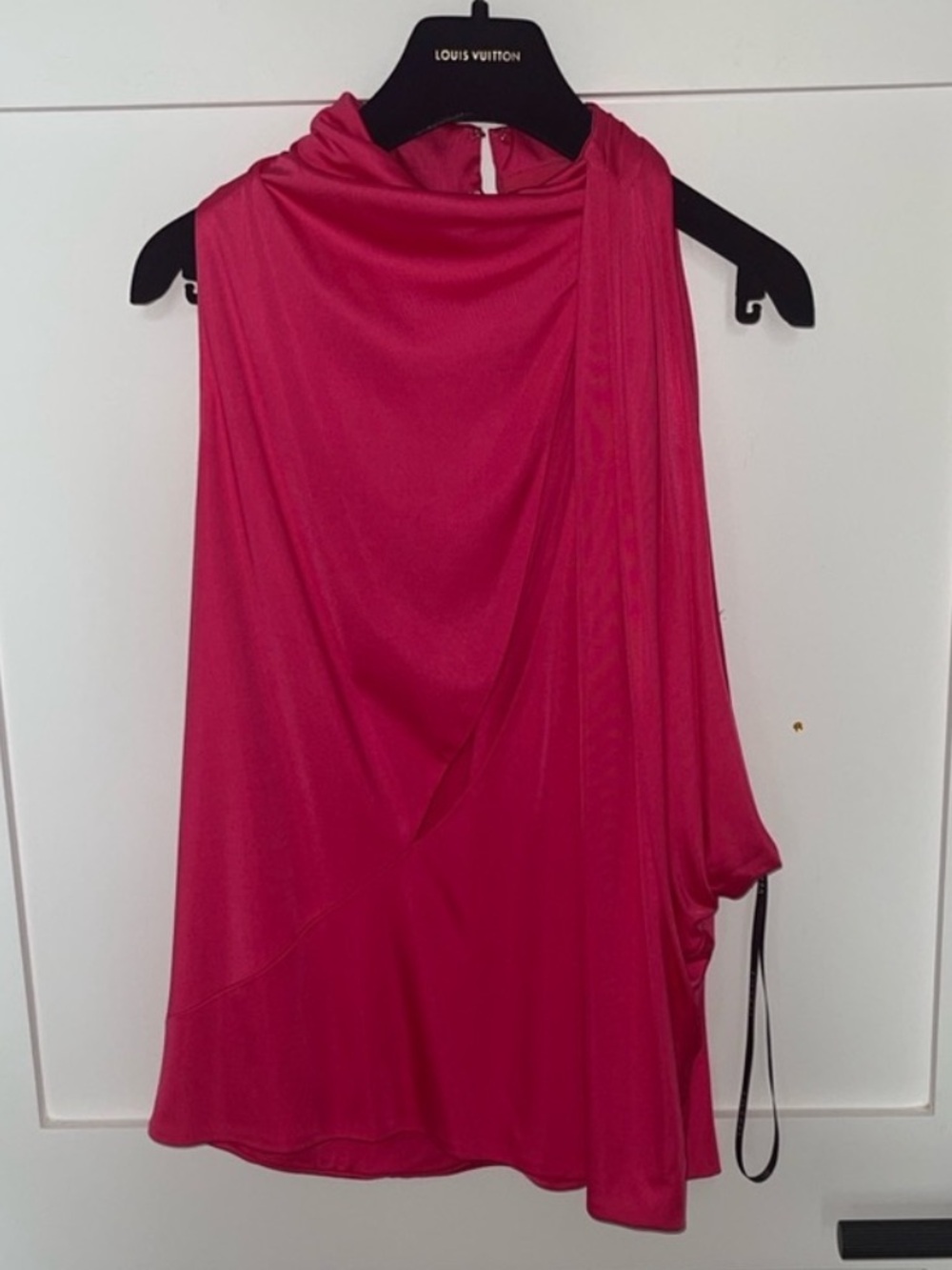 Versace Fuchsia Draped Sleeveless Blouse